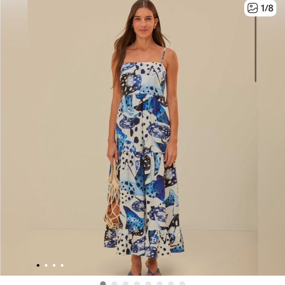 FARM Rio Oceanic Blue and White Maxi Dress